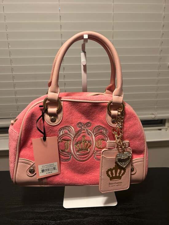 Juicy Couture Handbags - Juicy Couture Juicy Lovers Club Bowler Bag Pink Lemonade Velour